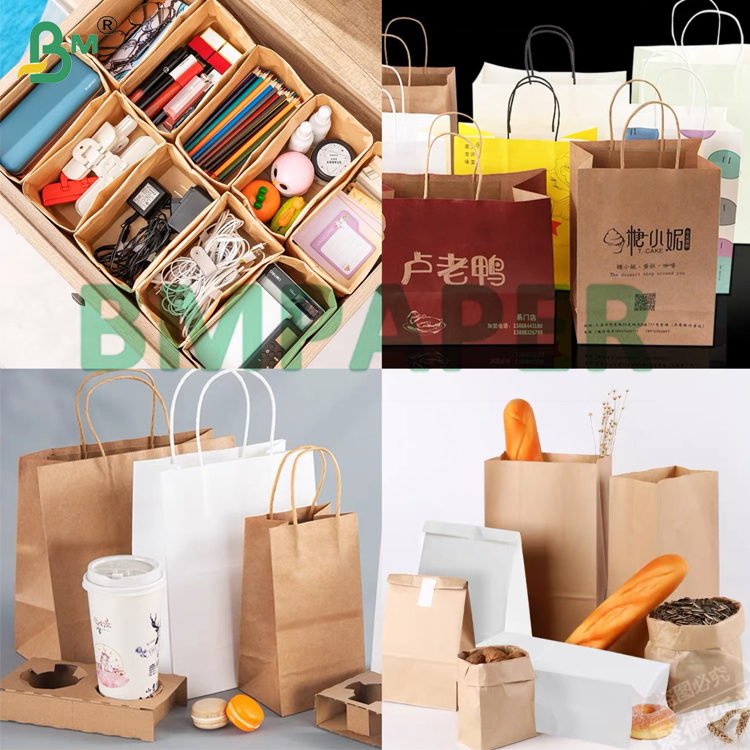 50g-85gsm High Strength Flexibility White & Brown Extensible Paper For Food Packaging Bag