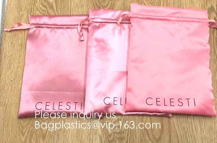 Soft Toy Storage Satin Bag With Drawstring,Promotional Red Wine Color Satin Packaging Bag,Hot selling Fancy Pink Satin J