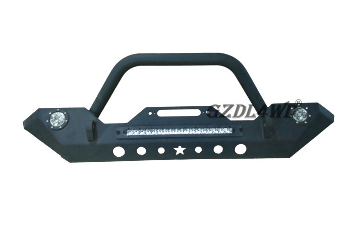 Solid 4x4 Front Bumper Guard Jeep Wrangler JK With Black Powder Coated Steel