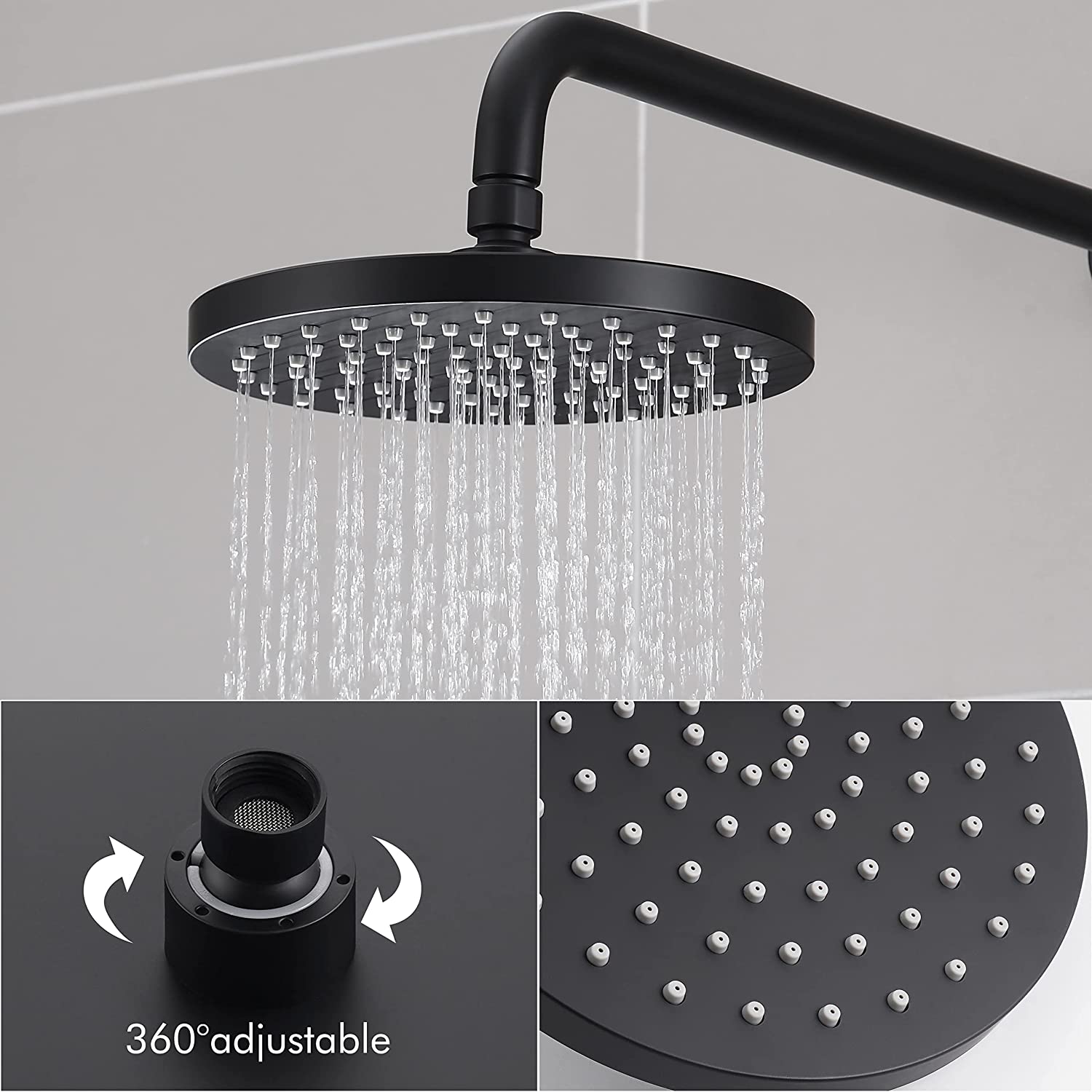 Bathroom accessories faucets set shower rainfall duschkopf black waterfall ceiling wall mount shower mixer head