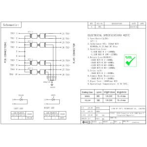 RTA-144AAK1A Magnetics RJ45 10/100/1000Base-T Socket Interface