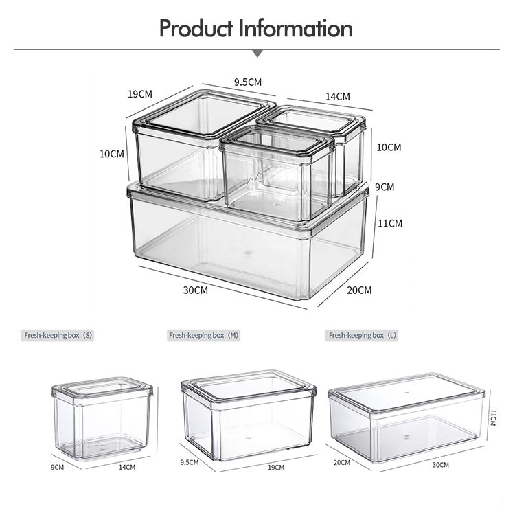 Clear Fresh Storage Stackable Plastic Fridge Organizer With Cover