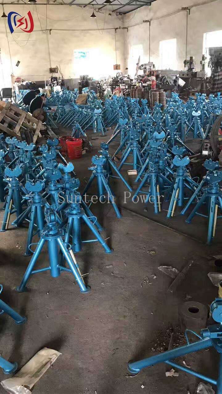 Mechanical Green Hydraulic Cable Drum Stand Reel Stand Galvanised 10KN - 50KN