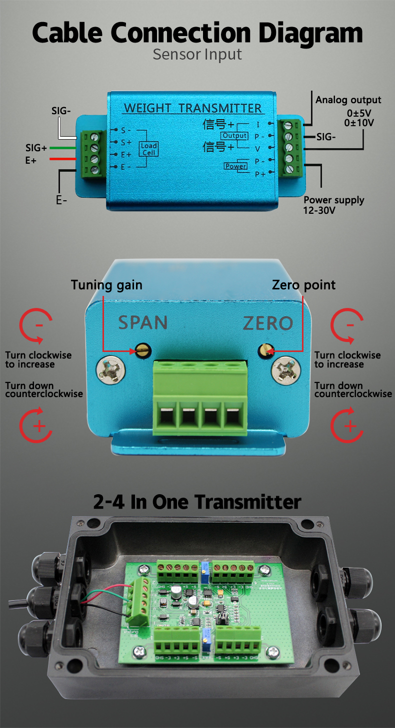 Low Price OEM Load Cell Controller Display Transmitter Portable Force Amplifier Junction Box Weighing Indicator