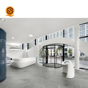 Seamless White Solid Surface Reception Desk Long Reception Counter