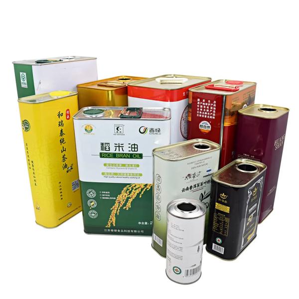 Custom Branded Cooking Oil Tin Rectangle 1 Liter 2l 3l Olive Oil Tin Cans Print