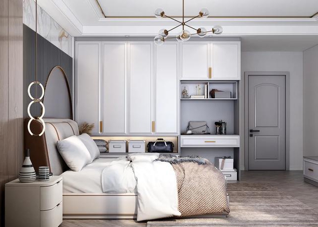 Customizable Laundry Wardrobe Design with Adjustable Height and Mirror Dressing Table