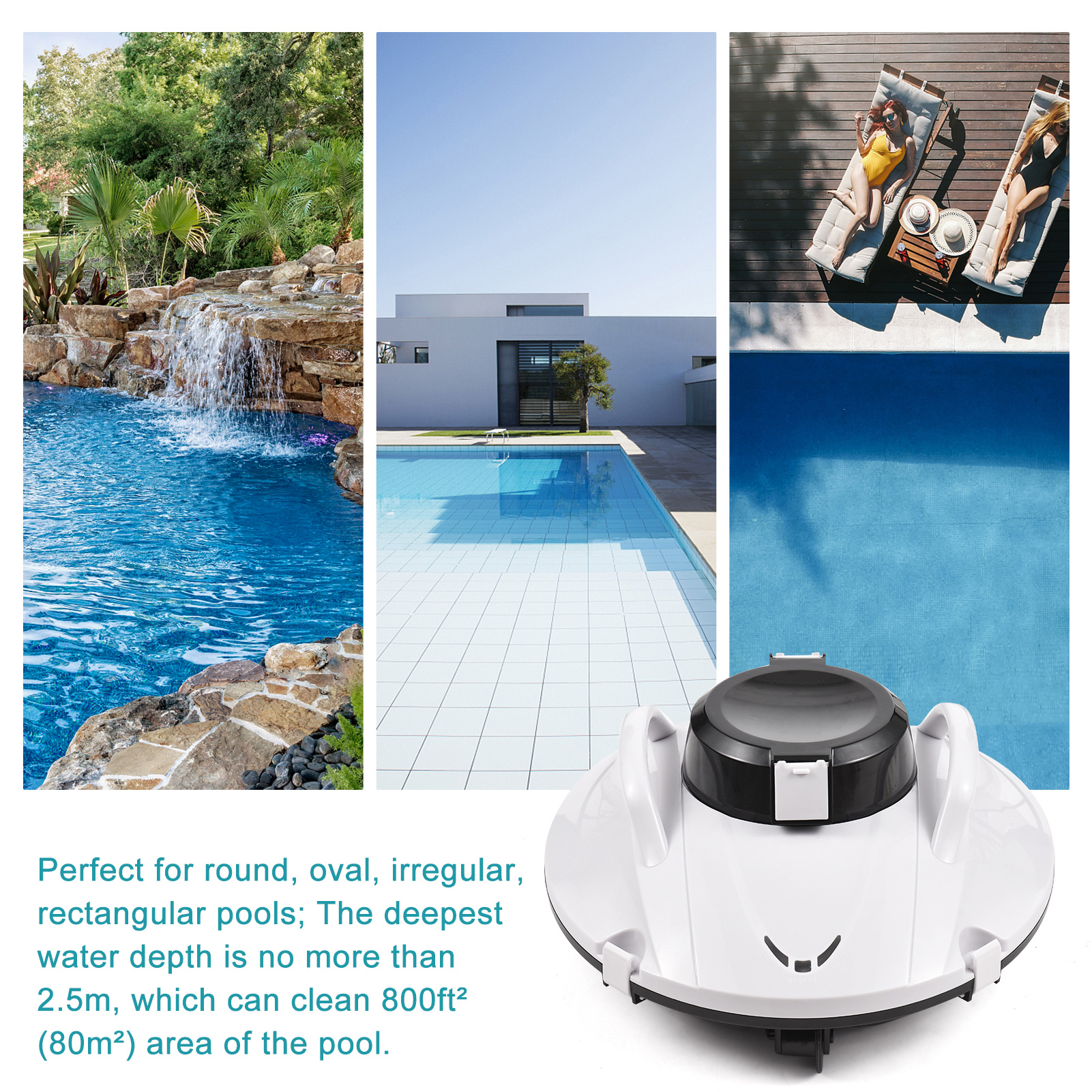 OEM Swimming Pool Equipment Cordless Pool Cleaner for Wet and Dry Function