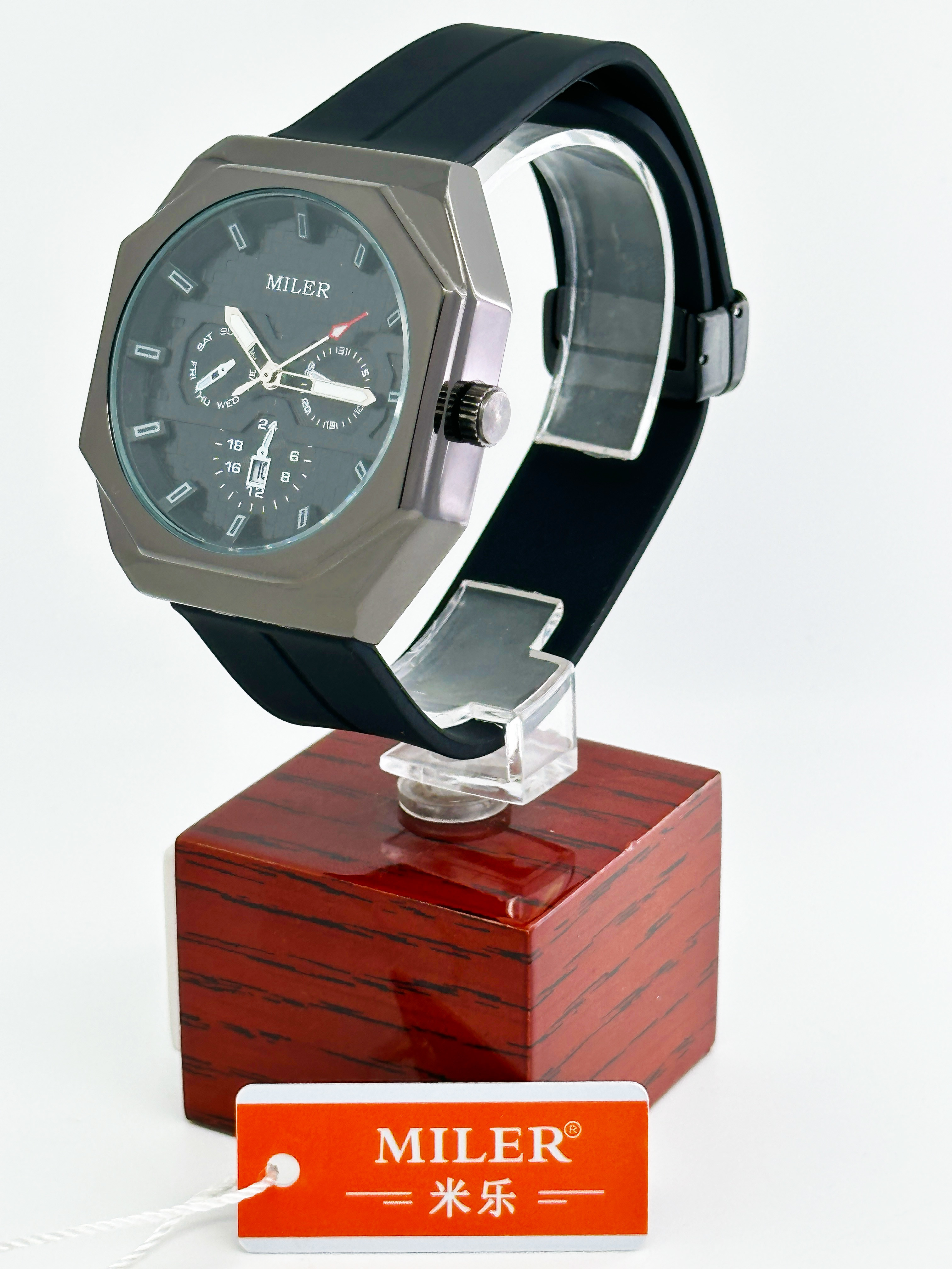 Ml 1006 Women/Men Three Eye Six Needle Waterproof Silicone Strap Quartz Watch