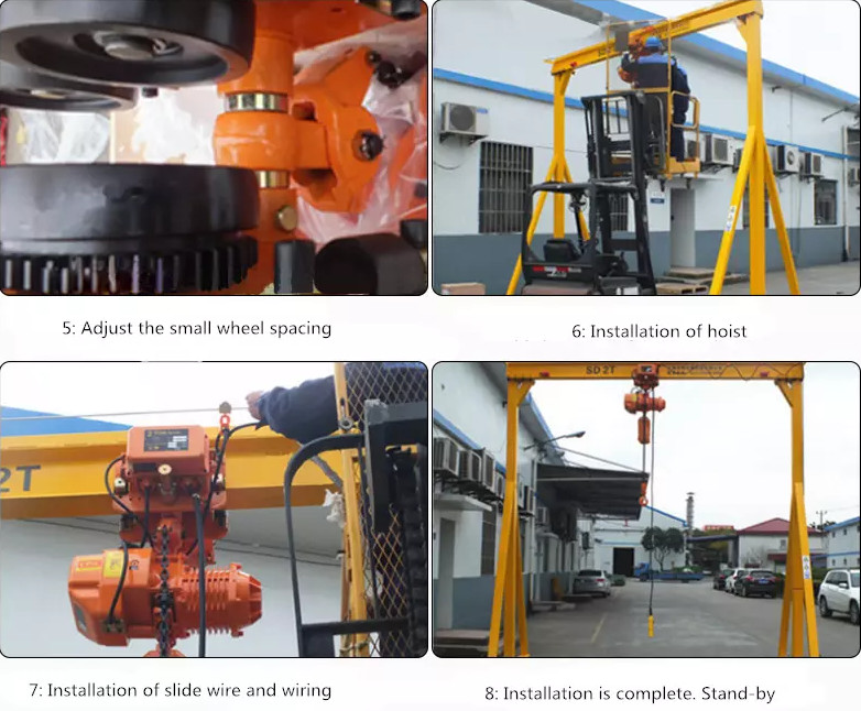 Manual Driven Glassworks Handling 0.5T Portable Gantry Crane