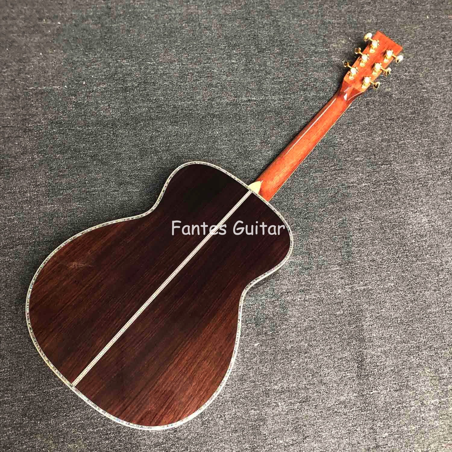 Custom Martin Style OM Style 42 Solid Spruce Cedar Top Acoustic Guitar Real Abalone Inlay with Vintage Tuner