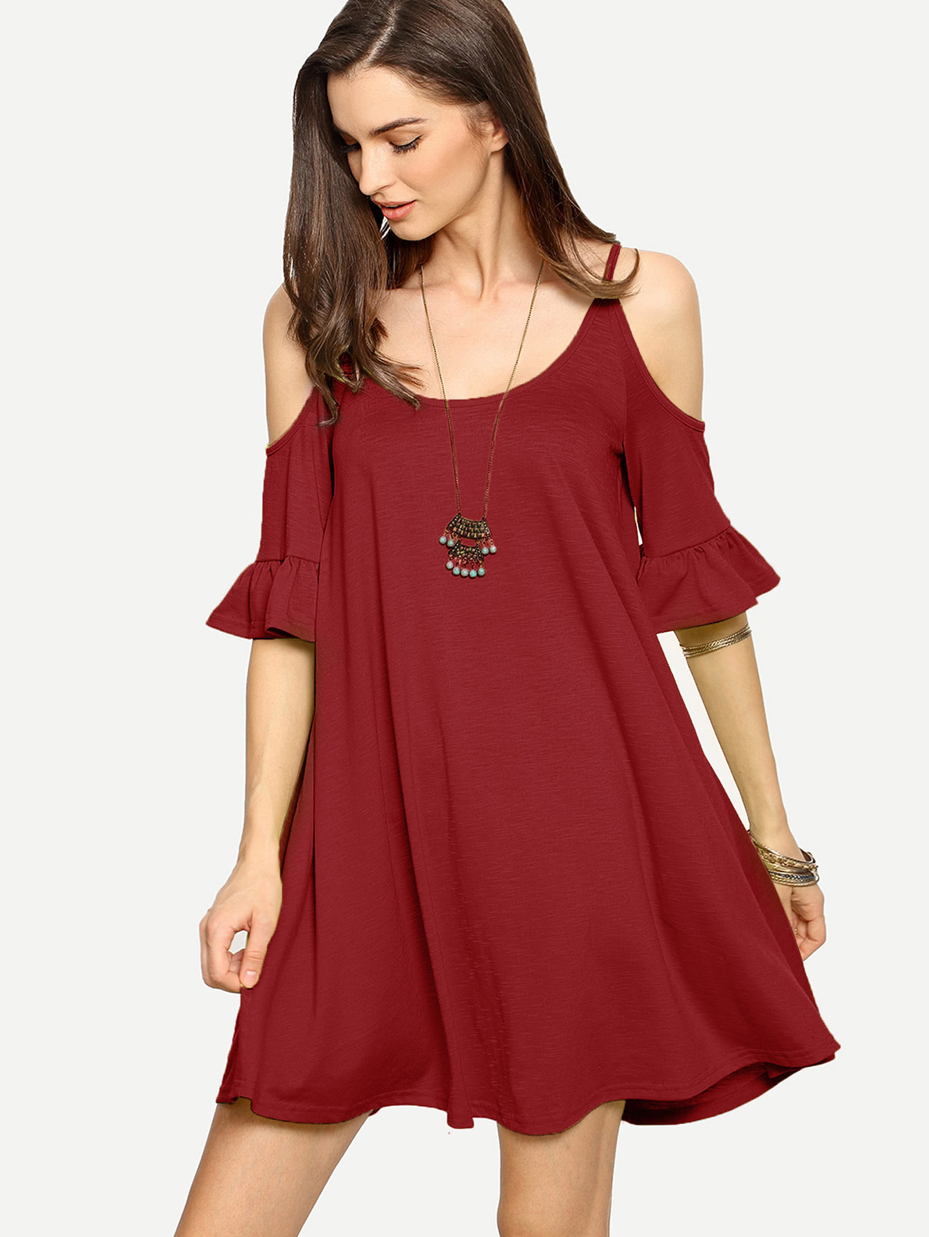 High Quality Clothes for Women O-neck Mini Dress Ruffle Women Big Sizes