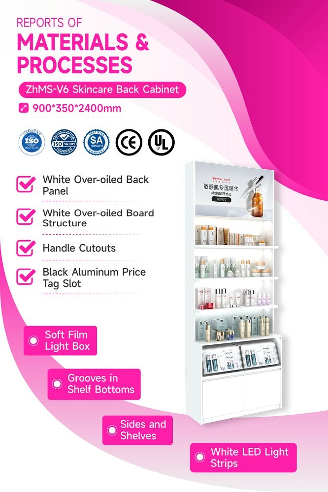 ZhMS-V6 Adjustable Light Source Skincare Display Cabinet with Soft Film Light Box