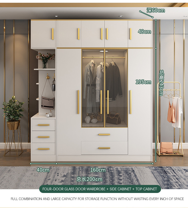 Multispace Bedroom Storage Wardrobe With Mirror Hinged Door