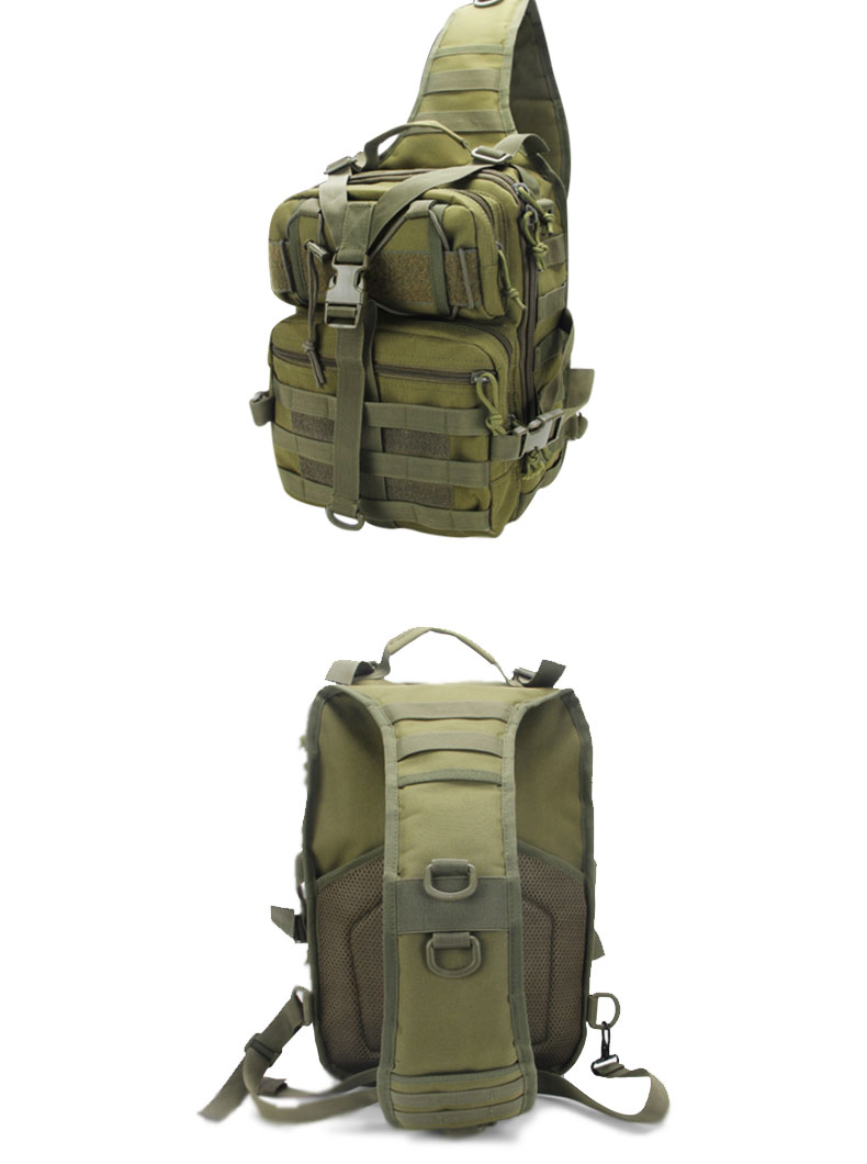 Lightweight Backpack for Outdoor Training Hiking Green Black Inclined Shoulder Bag