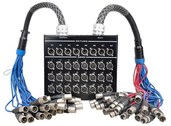 32 Channel XLR Stage Box Snake Cable DSS24X8-30M / M24-10M , Splitter Snake