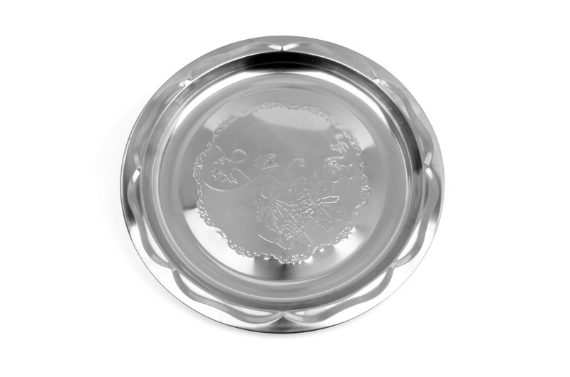 SGS 50cm Large Round Stainless Steel Tray