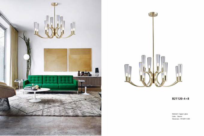 Customizable Copper Glass Chandelier Multiple Sizes Available