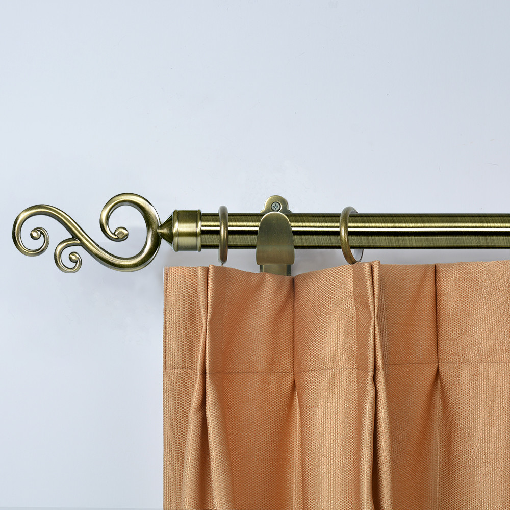 European style 28mm Curtain Pole Big S Flower Curtain Finial Morocco Market Double Metal Curtain Poles