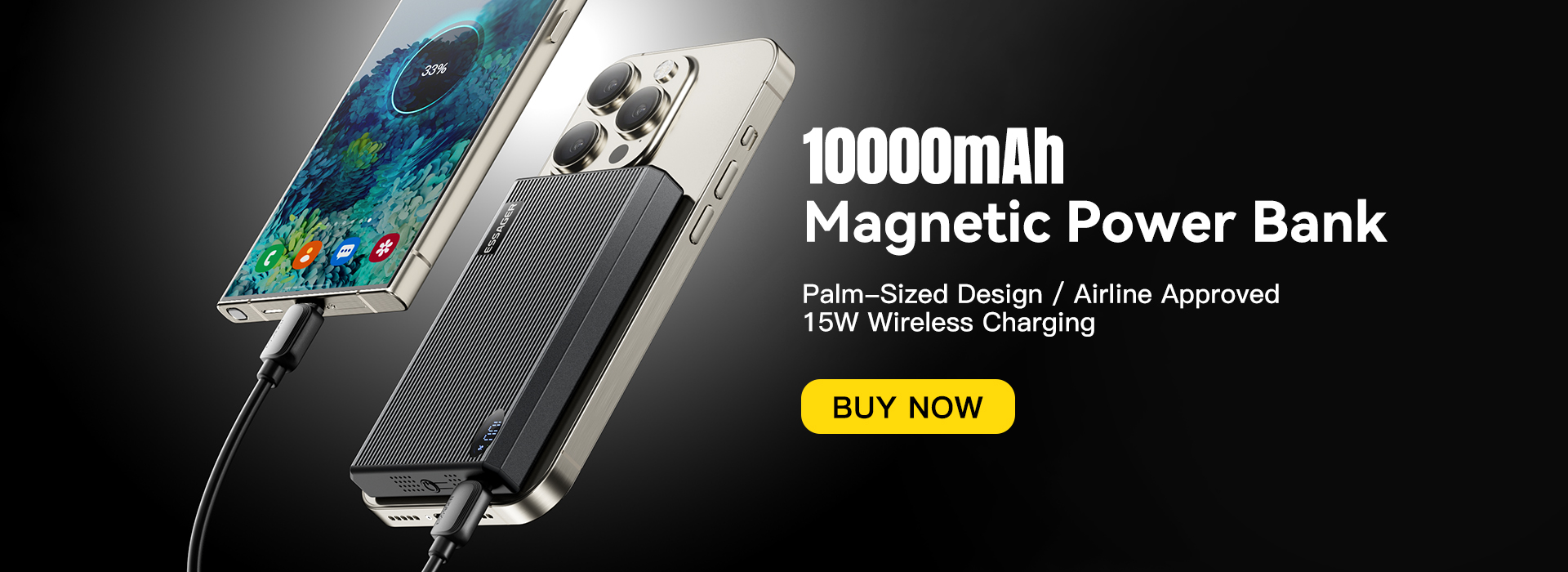 ESSAGER ES-D017 Series Wireless Charging Power Bank 10000mah Ultra Thin Fast Charging