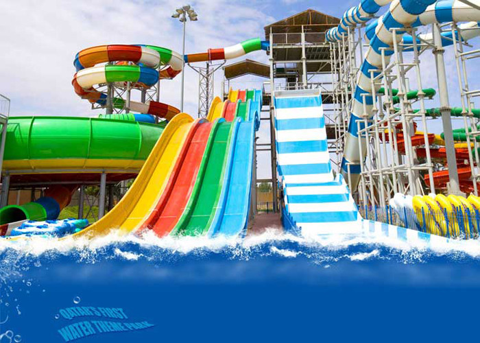 Safe High Speed Slide / Big Water Slides Fiberglass Reinforced Plastics Material