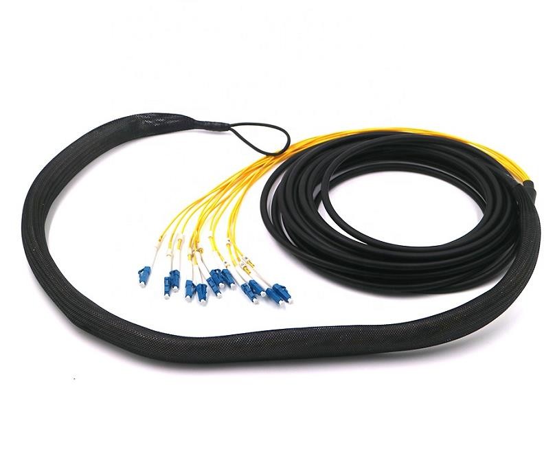 Outdoor Pre Terminated Multi Fiber Cables 12 Core LC/UPC To LC/UPC With Pulling Eyes