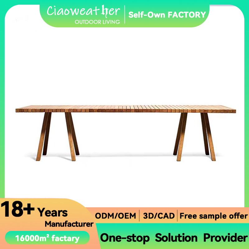 Style Modern Outdoor Furniture Design Courtyard Expandable Dining Table Garden Set Solid Wood Teak Table