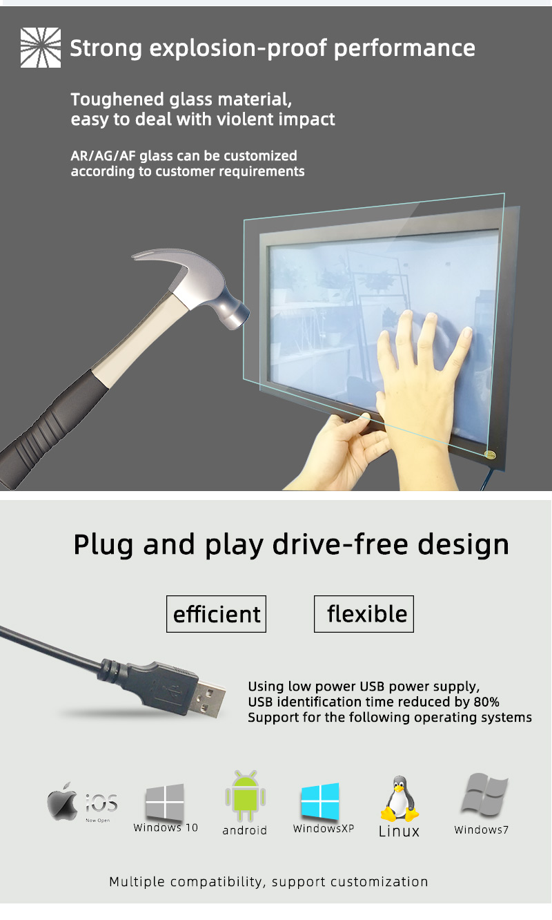 18.5 Inch IR Touch Screen Panel Overlay Kits Multi Points For Monitor