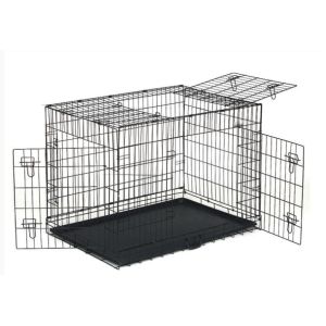 36'' Black Powder Coated Wire Mesh Small Size Dog Kennel  with ABS Plastic Tray with One door/Two door/Three door