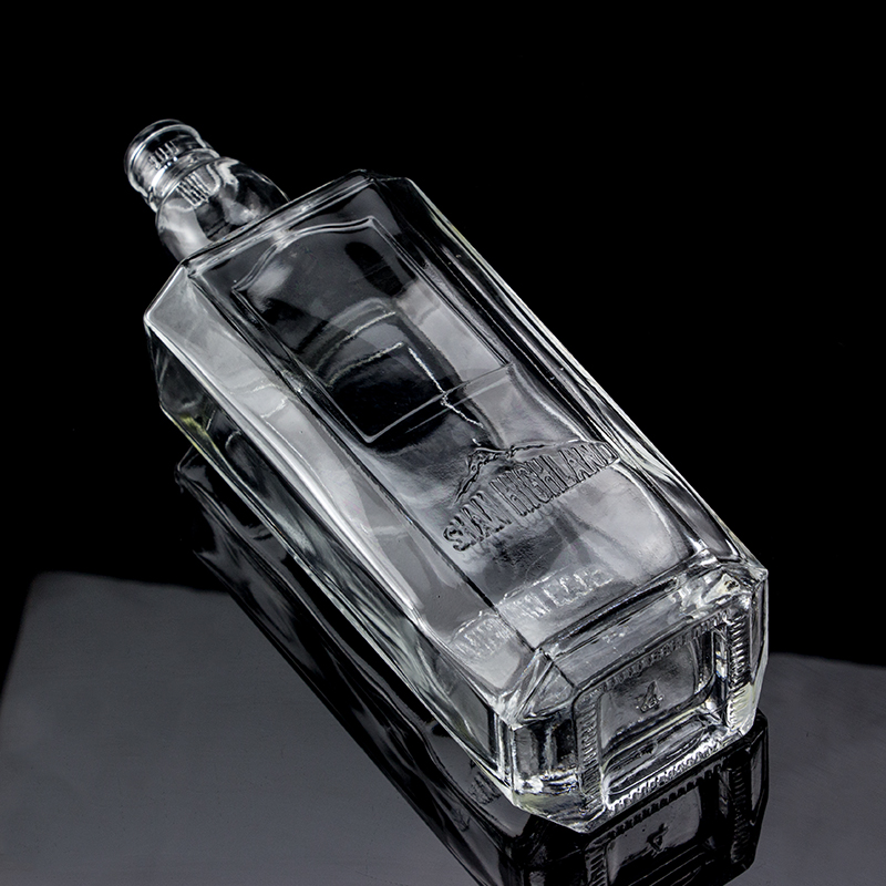 750ml 75cl Super Flint Square Embossed Glass Bottle with Screw Cap Rum Vodka Whisky