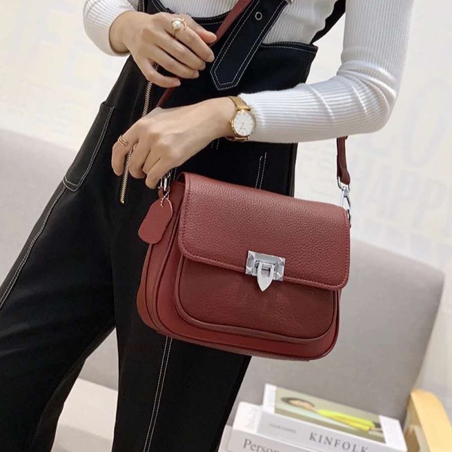 Ladies Blue Genuine Leather Shoulder Flap Bag Hasp CrossBody Bags