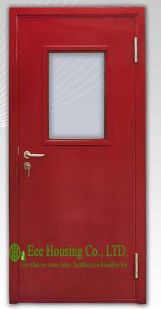 Red Color Steel Fire Rated Door with Glass Vision For Commercial Building/