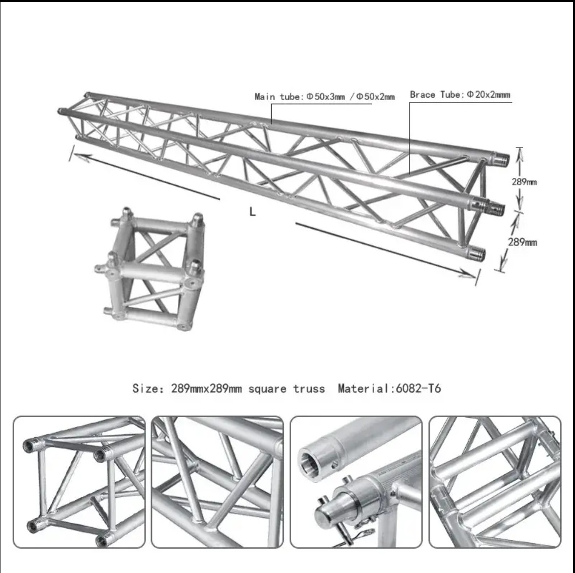 6061-T6 Aluminium Stage Truss 1m 2m 3m 4m Curved Lighting Truss