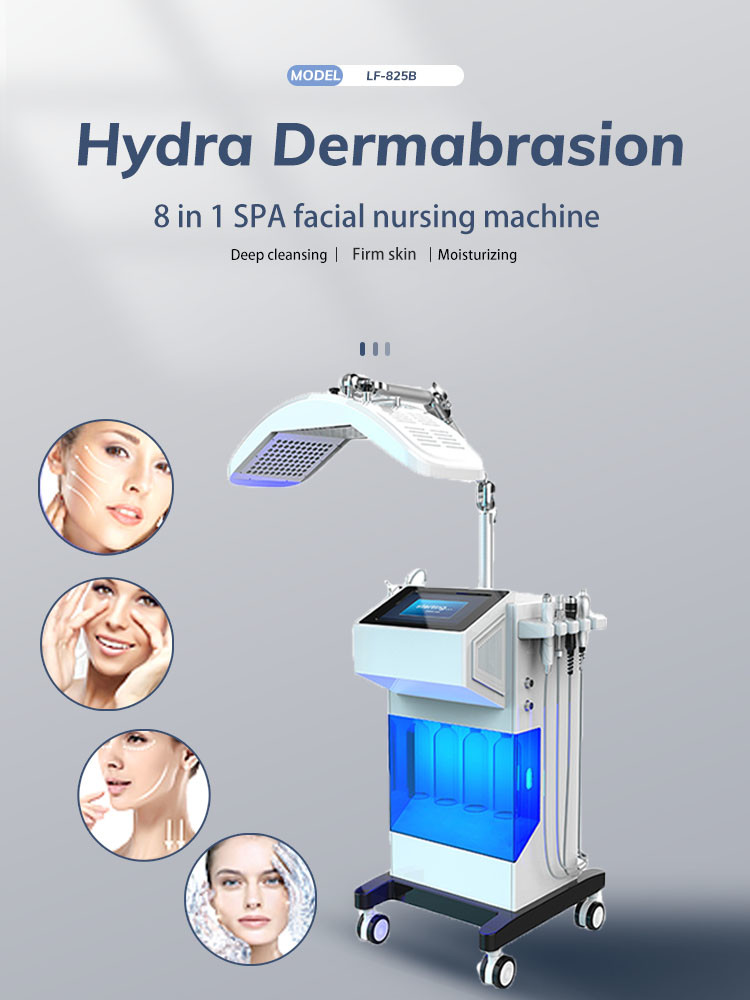 LF-825B 8 in 1 Multifunction Hydro Microdermabrasion Machine, Oxygen Facial Machine, PDT LED Beauty Salon Equipme