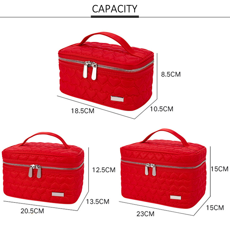 OEM Factory Large Capacity Double Zipper Makeup Bag Case with Handle