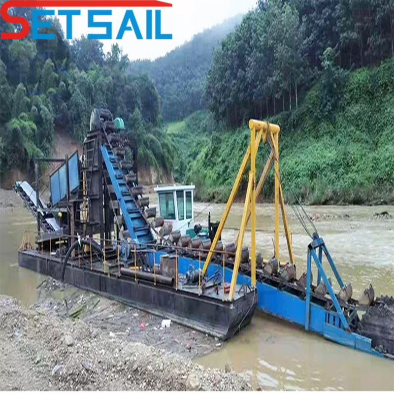 River Mining Diamond Dredger with Chain Bucket and Centrifuge
