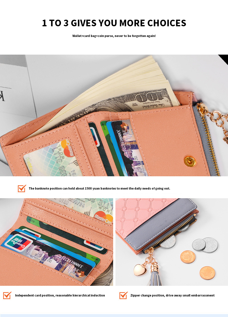 Anti-Theft Zipper Wallet Women Wallet Women Coin Purse Short Wallet For Women Fashionable