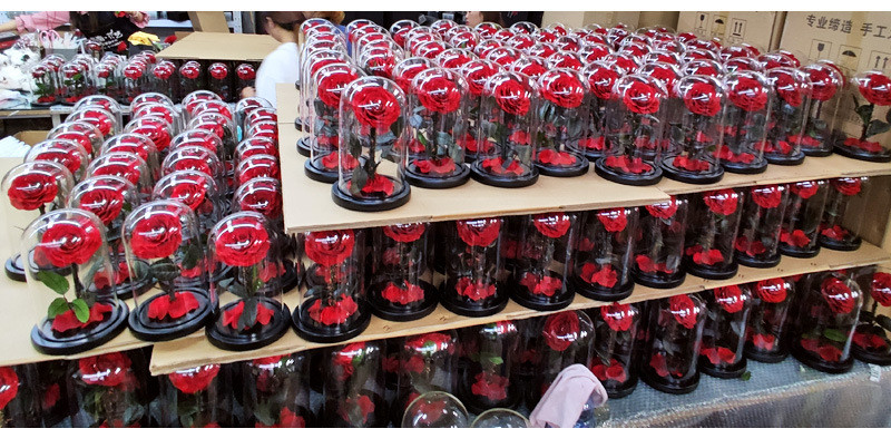 Wholesale Price Rose bear preserved roses in glass dome rose bear for lover