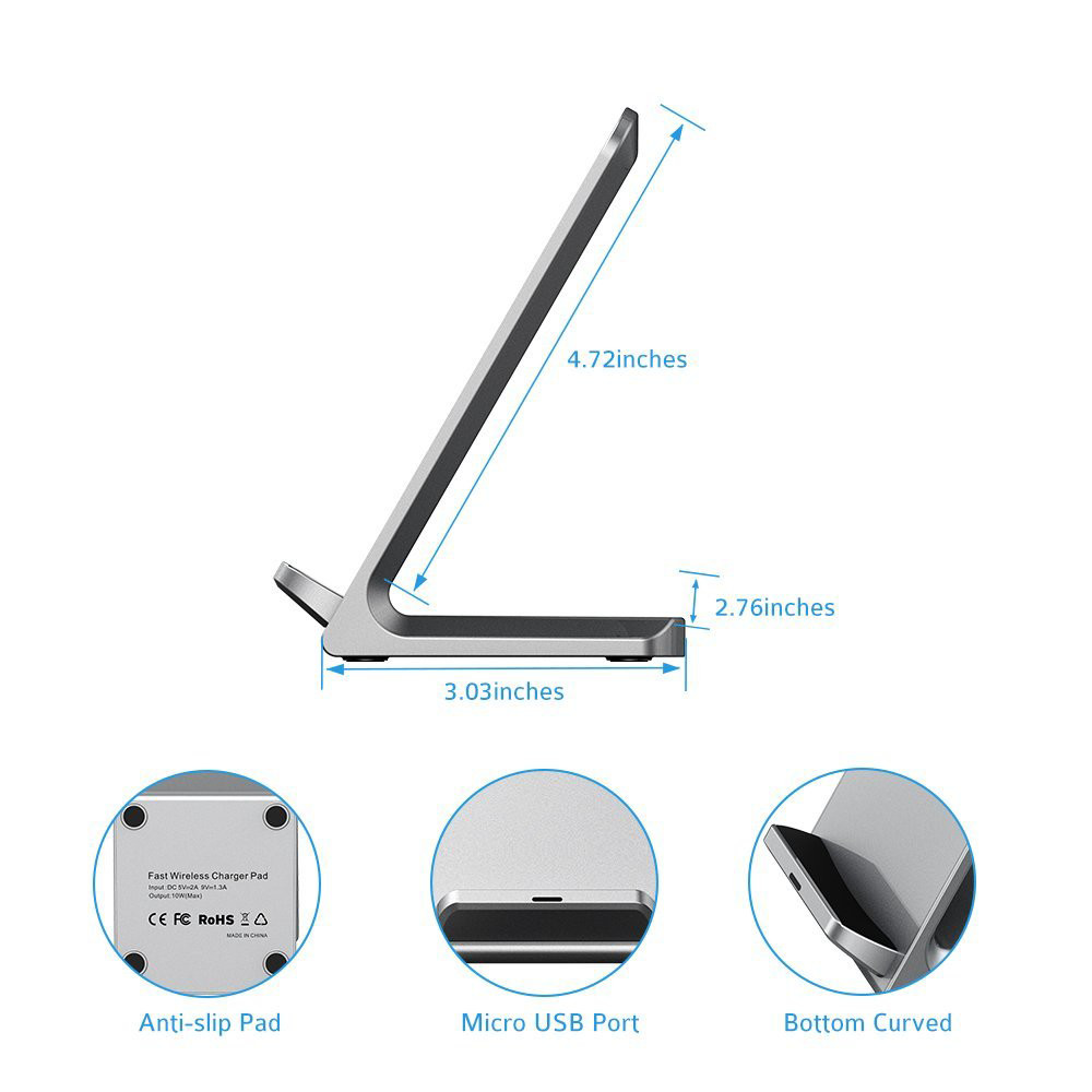 2018 Newest Universal Fast Wireless mobile phone Charger 2 Coils QI Charging Stand Pad for iPhone 8 and Andriod