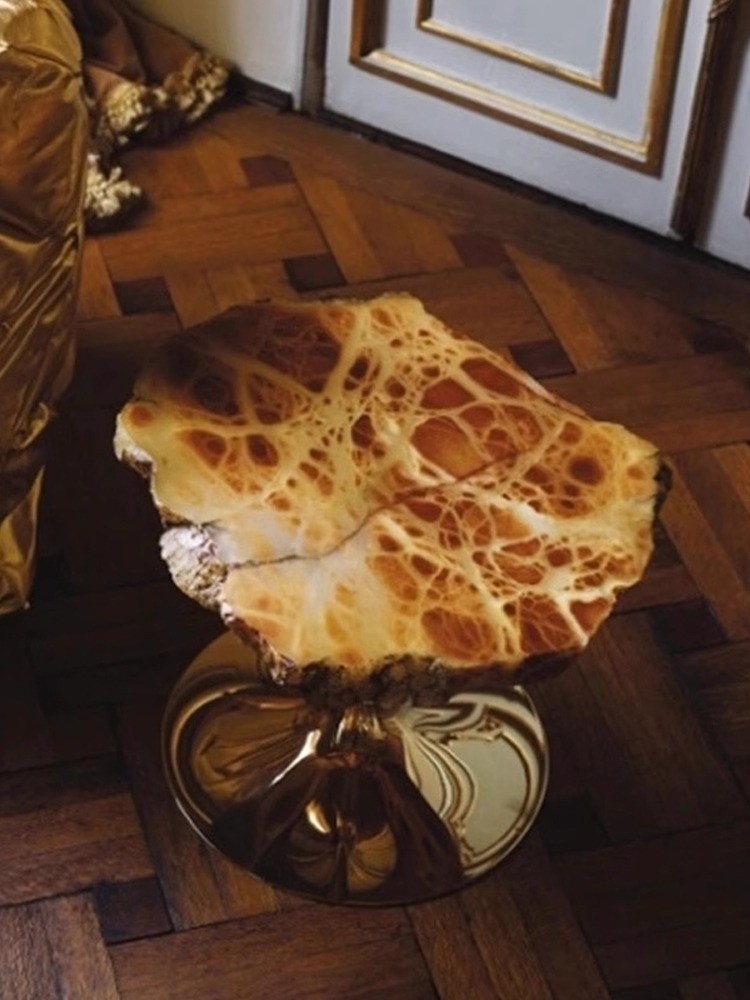 SUS 304 Irregular Shaped Snowstone Coffee Table Set High End Metal Mirror Base