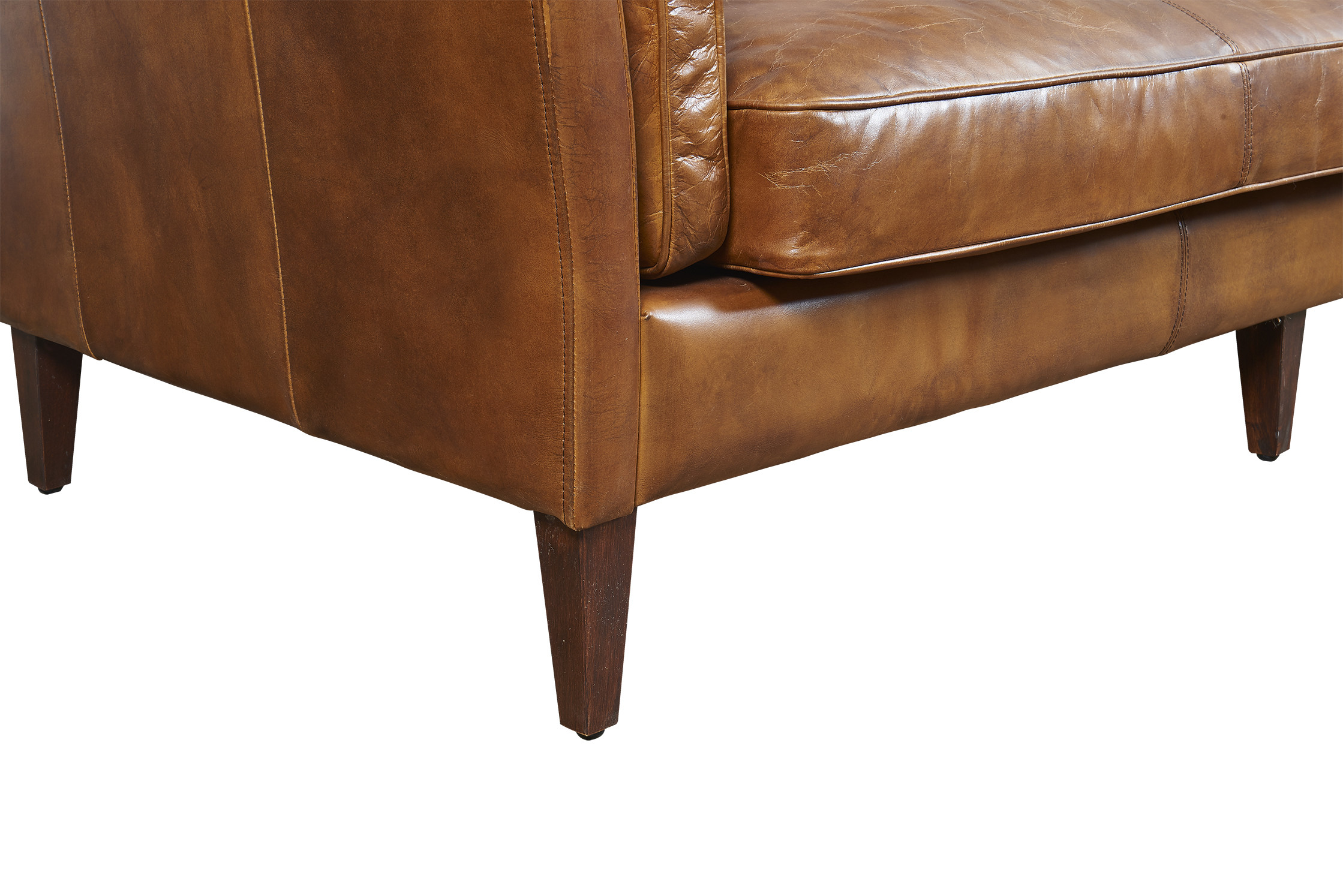 Soft Light Brown Leather Couch Living Room Sofa Double Layer Top Grain 5 Years Warranty
