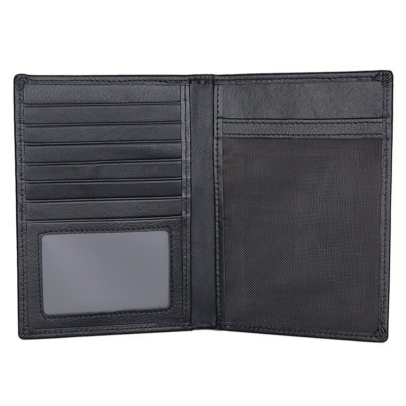 Fashionable Genuine Leather Passport Cover Bifold Wallet with RFID Blocking Cowhide