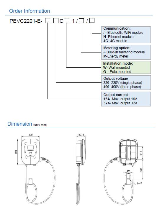 CE 22kw/32A AC Charging Station Home Wall Mounted AC Charging Pile