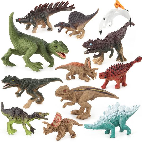 Educational Realistic 12 PCS Mini Dinosaur Miniatures Set Hand Painted Multi