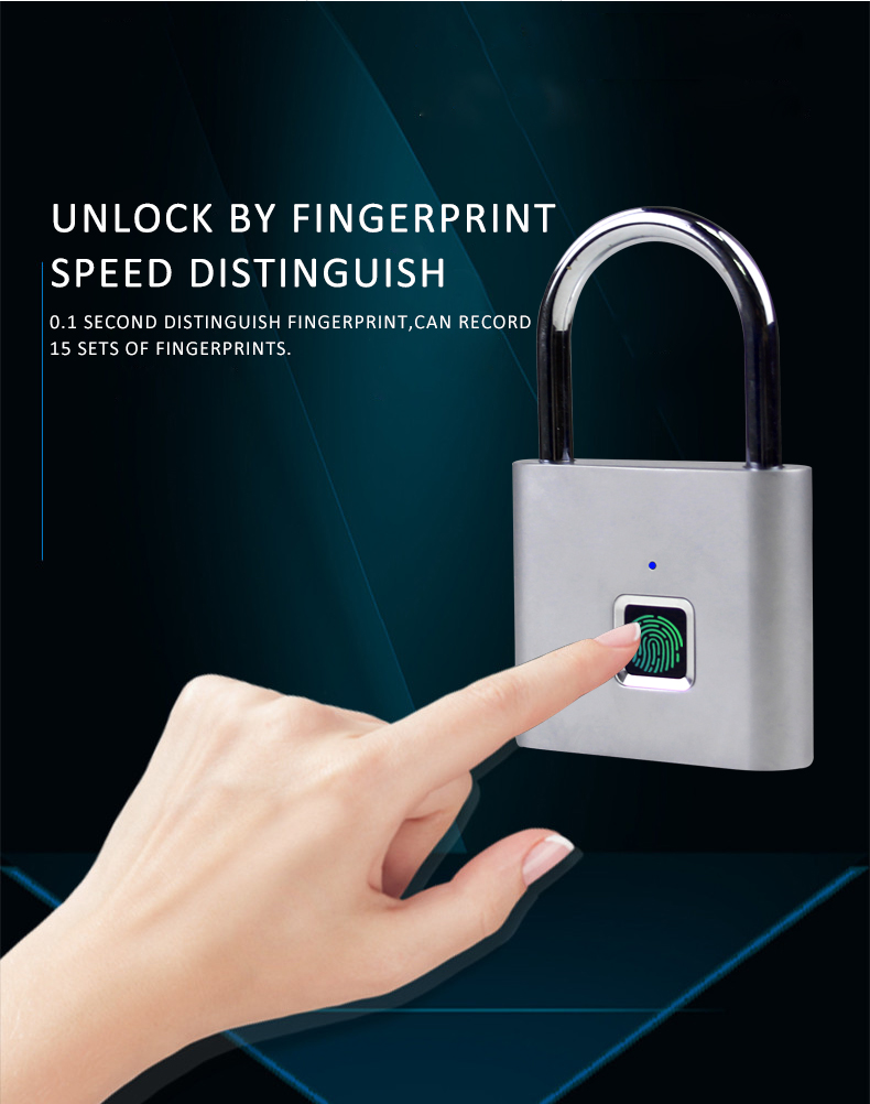 10 fingerprints Rainproof Smart fingerprint padlock