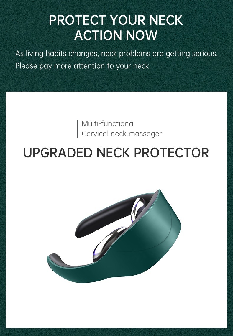 Mini Wireless Neck Massager TENS Pulse 500mAh Hot Compress Blood Circulation