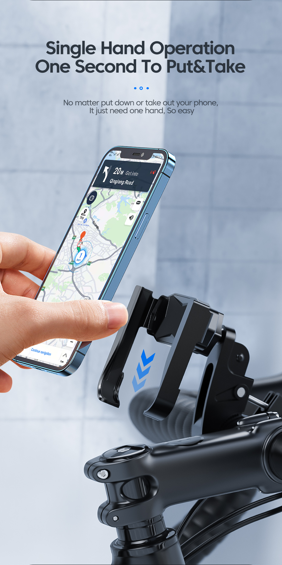 Pea Clip Riding Phone Holder Cycling Holder For Bicycle / Motorcycle