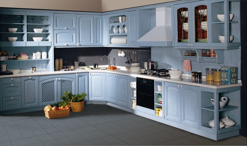 Quartz Stone Countertop Complete Set Kitchen Wall Cupboard with Veneer/Lacquer Finish