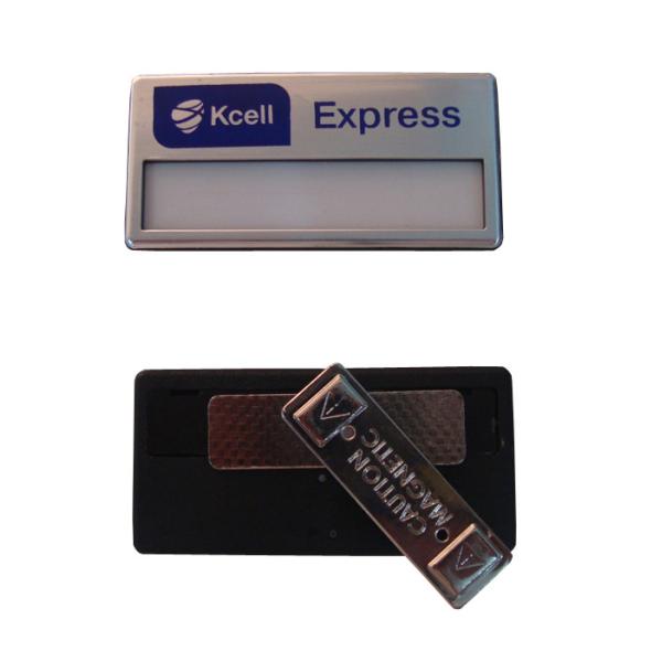 Quality Custom Silver Magnetic Name Tag – Durable, Reusable Badge With Logo And Insert Window for sale