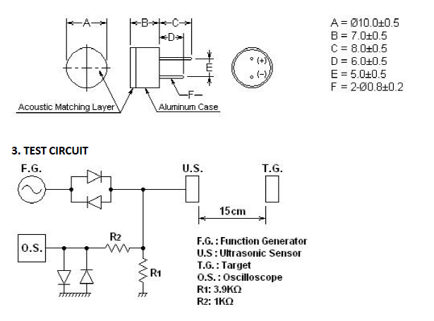60mm - 300mm Ultrasonic Distance Transducer Short Measurement 400KHz in Air